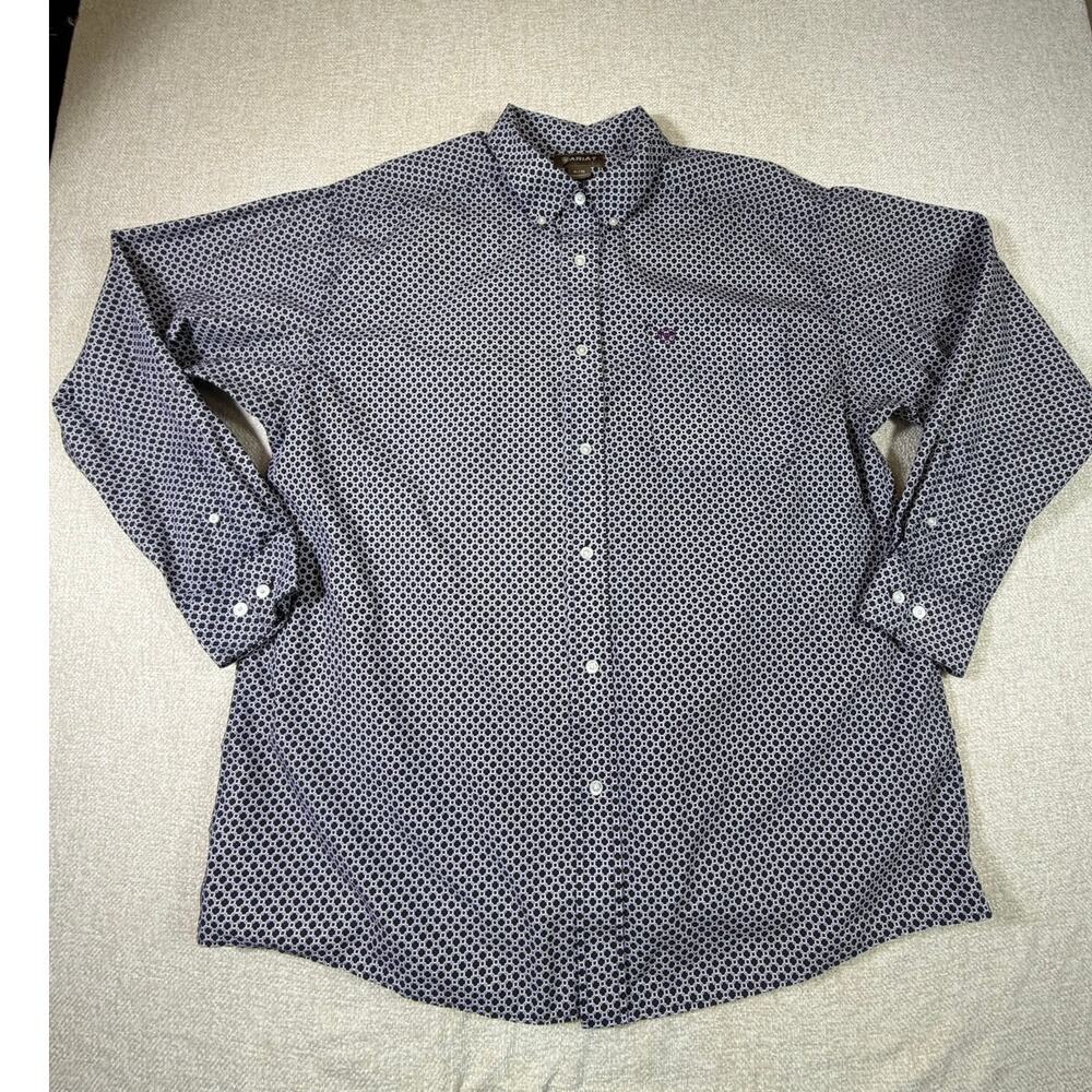 Ariat Men XL Black Tan Long Sleeve Button Front Cowboy Rodeo Western Shirt